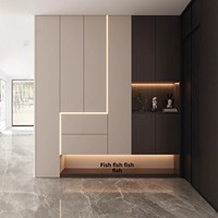 Meuble à chaussures sur mesure pour entrée, unité intégrée à la porte d'entrée ; Design moderne et minimaliste, rangement pratique pour la maison, en bois massif
