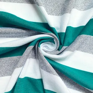factory directly sale summer clothing fabric 100% polyester stripe combed yarn dye knitted jersey t-shirts fabric