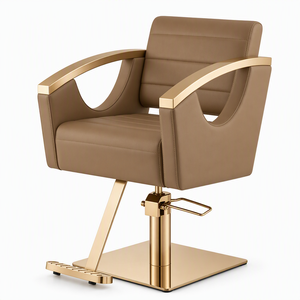 Ensemble complet de mobilier de salon en cuir kaki : fauteuils de barbier, miroirs LED, poste de lavage, canapé d'attente et de réception - Product Image 3