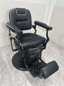 Sillón de Salón Metálico para Hombre, para Salones de Belleza, Peluquería, Barbería, Asiento de Cuero, Bomba Hidráulica Profesional - Product Image 2