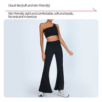 Léger grande taille respirant une bandoulière rembourré soutien-gorge de sport taille haute décontracté pantalon évasé femmes Yoga Gym 2 pièces ensemble