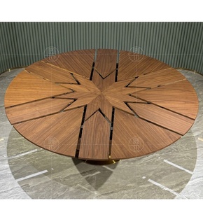 Table à manger extensible et pliable en noyer noir d'Amérique du Nord, style minimaliste italien, plateau en bois massif pour hôtels, villas, maisons de luxe - Product Image 2