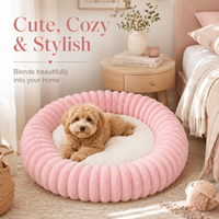 Lit pour chien confortable et solide, rond, pour chats et chiens, rembourré en coton PP, housse non amovible, utilisable toute l'année