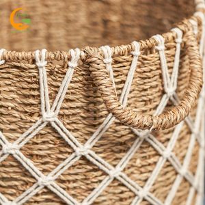 Panier en jacinthe d'eau écologique, vente en gros, paniers décoratifs faits à la main, légers et durables - Product Image 3