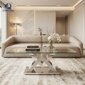 Qiacheng-Espejo de lujo para el hogar, Centro decorativo de plata, <span class=keywords><strong>mesa</strong></span> de centro con espejo bajo, vidrio y <span class=keywords><strong>mesa</strong></span> final, venta al por mayor - Product Image 3