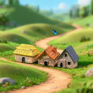 Miniature de jardinage paysager, maison en résine pour jardin féerique, figurine artisanale pour DIY Bonsaï, micro-village, décoration de terrarium de bureau - Product Image 3