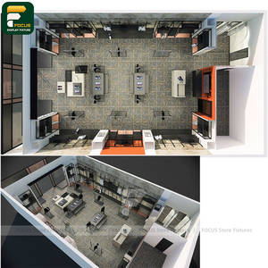 Luxury Clothing Store Display Cabinet Garment Wall Rack Shelf <b>Reception</b> <b>Counter</b> Mirror Boutique Unit - Product Image 5