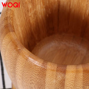 WOQI penumbuk bambu rumah tangga kayu Manual bawang putih penumbuk tangan ramuan bumbu penggiling mangkuk peralatan kategori produk - Product Image 3