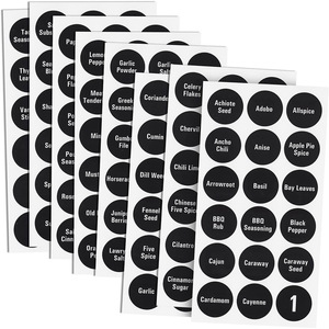 Custom Eco-Friendly Black Paper UV Glossy Waterproof Writable Stickers Spice Jar <b>Labels</b> Seasoning Jar <b>Labels</b> Promotion Digital - Product Image 1
