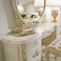 Ensemble de coiffeuse antique de luxe avec miroir doré, table de maquillage, ensemble de meubles de chambre à coucher pour le salon