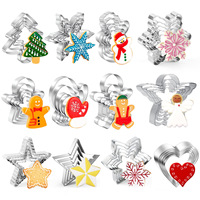 Wonderfulife Emporte-pièces de Noël en acier inoxydable Flocon de neige Arbre de Noël Bonhomme en pain d'épices Modèle de cuisson DIY WLB-895