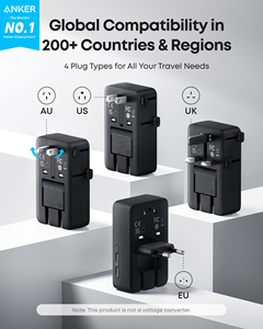 Adaptateur de voyage <span class=keywords><strong>Anker</strong></span> Nano 5 ports avec 2 prises AC, 2 USB A et 2 USB C pour <span class=keywords><strong>20W</strong></span>, contrôle intelligent de la température A9215 - Product Image 2