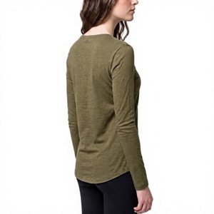 Customized Women's <b>Long</b> Sleeve Bamboo <b>Shirt</b> Top Relaxed Fit Natural Cotton Fabric Custom Color Women's Oversized <b>T</b> <b>Shirt</b> - Product Image 3