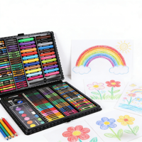 Ensemble de peinture artistique tout-en-un pour enfants, non toxique, lavable, avec crayons de couleur, crayons à l'eau, crayons en bois, pinceaux, pour les élèves du primaire