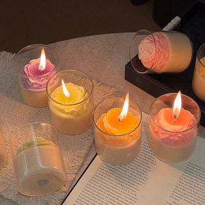 Vela Aromática Hecha a Mano con Forma de Peonía, Portavelas con Fragancia Duradera, Adorno, Regalo para Festividades - Product Image 3