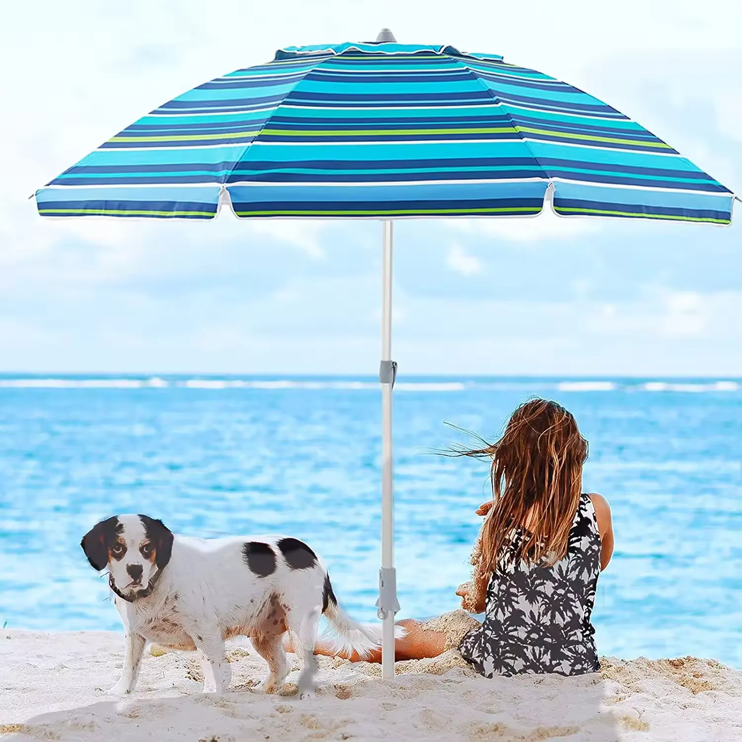 YB 도매 사용자 정의 하이 퀄리티 프로모션 UV 로고 인쇄와 야외 정원 해변 우산