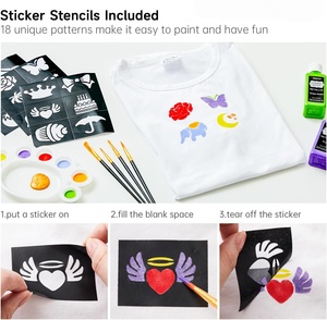Fabric <strong>Paint</strong> 30 Colors Fabric Color <strong>Paint</strong> <strong>in</strong> <strong>Bottles</strong> (60ml/2oz) with Brushes Palette Stencils Non-Toxic Fabric <strong>Paint</strong> for Clothes - Product Image 4