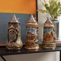 Chope à bière allemande moderne en porcelaine 1L avec couvercle écologique – Cadeau idéal pour les fêtes