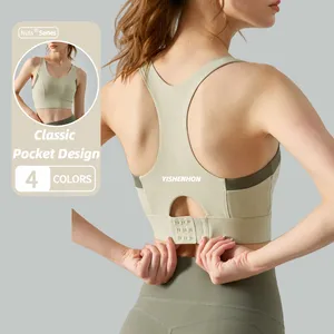 YISHENHON Fashion Outdoor Sports Adjustable Buckle Workout Women Push up <strong>Busty</strong> Yoga Custom Underwear Shockproof Gym Padded <strong>Bra</strong> - Product Image 1