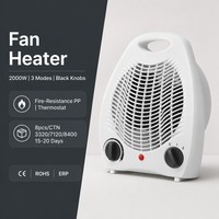Ventilateur Chauffant Portable pour Pièce, 3 Modes de Chauffage, Thermostat, 1000W 2000W, Protection Contre la Surchauffe, Résistant au Feu, CE ROHS ERP