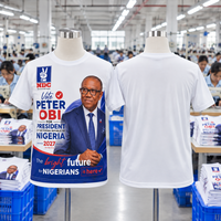 T-shirts de campagne en tissu interlock anti-transpiration, col rond personnalisé, prix abordable, faible MOQ