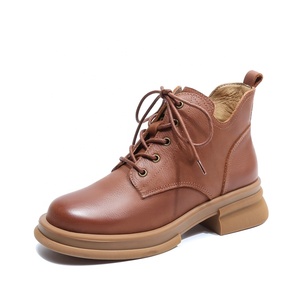 Botas de Piel Vacuna para Mujer Victoria Christina Hesketh, Tallas Grandes, Cómodas, con Cierre de Cremallera y Cordones, Transpirables, para Primavera y Otoño - Product Image 1