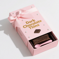 Boîte Cadeau de Fines Feuilles de Chocolat Noir Personnalisées Sans Sucre, 80% et 100% Cacao