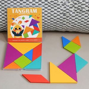Jeu d'activités éducatives préscolaires Geo : Puzzle magnétique en bois, blocs Tangram à motifs, casse-tête géométrique, jouet éducatif - Product Image 2
