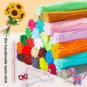 Limpiapipas de felpa de 8 mm de grosor, hechos a mano, con varillas de colores retorcidas, barras coloridas ensambladas al azar, material DIY - Product Image 4