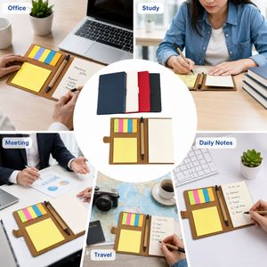 Bloc-notes autocollant en papier kraft, 60 feuilles, bloc-notes avec clip pour stylo, couverture avec boucle, logo personnalisé OEM - Product Image 3