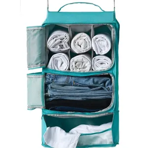 Dayanıklı naylon asılı örgü bagaj çantası aile bavul dolap organizatör su geçirmez Insert ambalaj küpü
