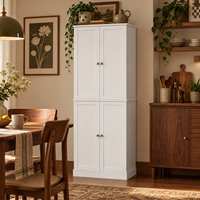 Buffet de cuisine haut grande capacité à 4 portes en mélaminé, meuble de rangement multi-étagères, fournisseur de meubles pour la maison