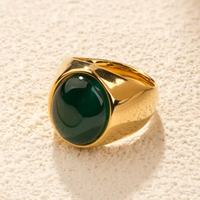 Bague ovale vintage en acier inoxydable 18 carats avec pierre, bijou élégant, bague en pierre précieuse ovale moulée, best-seller
