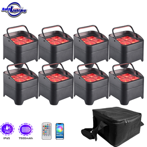 Fari da Esterno S4 Mini IP65 <span class=keywords><strong>4</strong></span>*18W RGBWA UV LED a Batteria, <span class=keywords><strong>4</strong></span> Pezzi con Borsa, per Matrimoni, DJ, Eventi, Impermeabili - Product Image 1