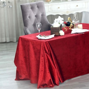 Nappe rectangulaire en velours froissé rose poudré et rouge bordeaux élégante pour événements et banquets de luxe – Vente en gros - Product Image 5