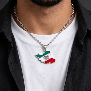 Collier ras du cou en acier inoxydable avec pendentif carte de divers pays et drapeau national, bijoux pour homme et femme, cadeau - Product Image 3