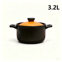 Marmite à soupe profonde en céramique 3,2 L avec couvercle orange, compatible lave-vaisselle, nouveau style chinois, compatible gaz, compatible flamme nue, ensemble de casseroles et poêles
