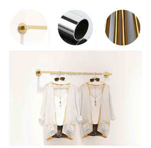 Boutique Vàng Treo Tường Phụ Nữ Quần Áo Kệ Thép Không Gỉ Cửa Hàng Vải Hiển Thị Stands Tường Quần Áo Giá Cho Cửa Hàng Quần Áo - Product Image 2