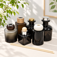 Flacon de parfum minimaliste en verre noir pour diffuseur à bâtonnets, huile essentielle, décoration d'intérieur, fournisseur de logos personnalisés