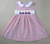 Robe de fête nautique sans manches à rayures rouges et blanches pour petites filles, collection enfant Sweet Sailboat Smocked