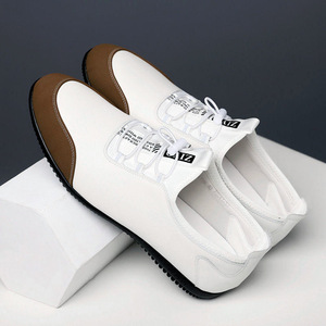 Mocassins en cuir blanc pour hommes, semelle souple, style britannique, chaussures décontractées, taille jeune 8798 - Product Image 2