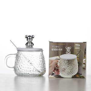Nouvel Arrivage : Mug en verre avec couvercle motif ours, idéal comme cadeau, pour eau, café, thé, jus, usage domestique, avec cuillère - Product Image 6