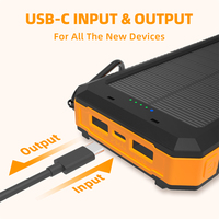 Cargador Solar Multifunción de 20000 mAh con 4 Cables Integrados, Doble Linterna y Brújula para Senderismo y Montañismo