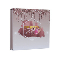 Boîte à ongles magnétique à couvercle rabattable avec paillettes roses, logo personnalisé, emballage cadeau haut de gamme