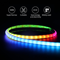 Tiras LED RGB COB de 12V, 5mm de ancho, Color de sueño arcoíris, USB, Smart SPI, direccionable, Ws2811, Ws2812, tira LED de cobre RGB programable