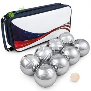 YumuQ 73毫米金属4队滚球套装滚球法国Jeu De Boules Petanque球与手提箱