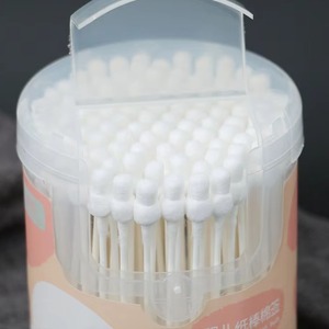 100 pièces de cotons-tiges en papier fin, avec tête en forme de <span class=keywords><strong>gourde</strong></span>, en seau à 2 têtes, pour le nettoyage et les soins des bébés, pour OEM - Product Image 2