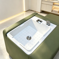 Lit de lavage capillaire de spa à circulation d'eau avec armoire de rangement, structure en acier inoxydable, mobilier de thérapie capillaire pour salon