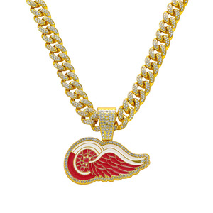 สร้อยคอจี้โลโก้ทีมเรดวิงส์ ดีไซน์ฮิปฮอปทรงเรขาคณิต สีแดง ขายดี ชุบทอง/เงิน สร้อยคอผู้ชาย เครื่องประดับแฟชั่น - Product Image 6