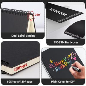 Custom A5 Spiral <strong>Notebook</strong> Ruled Journals <strong>Notebooks</strong> Black Kraft Paper Cover Coil <strong>Notebook</strong> For Writing - Product Image 3